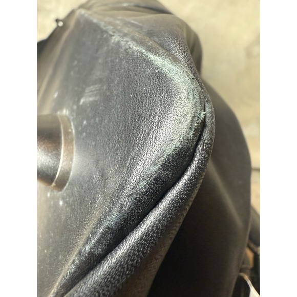 TUMI 22"x10"x17" Black LEATHER Weekender Duffel DUFFLE BAG Travel 92153D4 *Read* - Picture 9 of 13